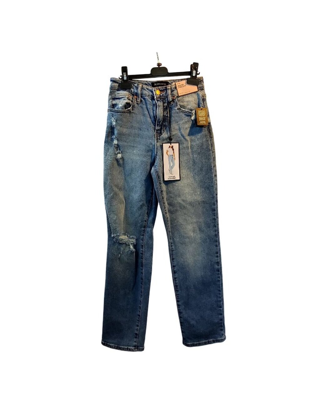 BCBGeneration Classic 5pocket style Straight Fit Distressed Light Wash Jeans S28